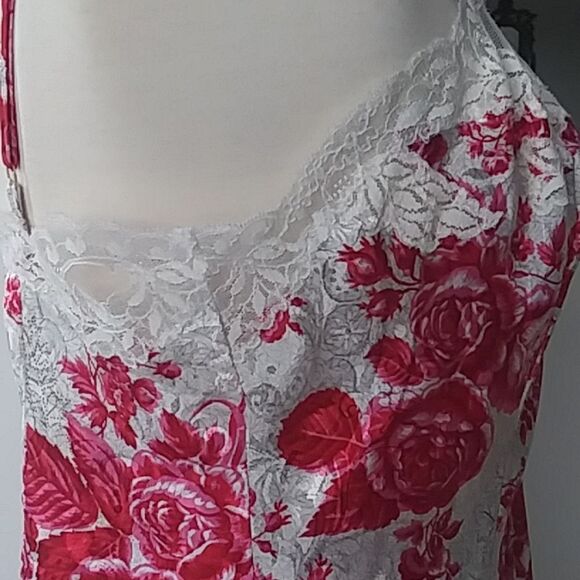 Victorias Secret Vintage Gold Tag Satin Rose Lace Chemise Lingerie Slip … - Picture 6 of 13